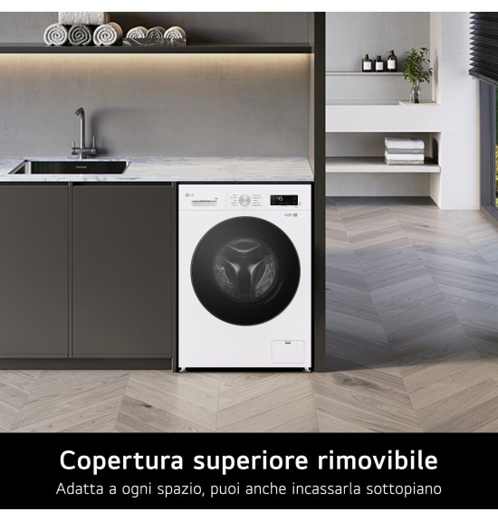 LG F4NX1009NWB Lavatrice 9 kg a Carica Frontale, Classe A, 1400 giri