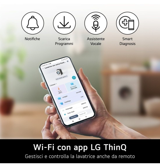 LG F4NX1009NWB Lavatrice 9 kg a Carica Frontale, Classe A, 1400 giri