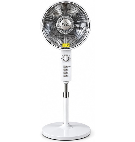DCG SA9680 Stufa Elettrica Oscillante 900W Carbon Crystal a Piantana 124cm Basso Consumo Nuovo Design Silver-Cromato