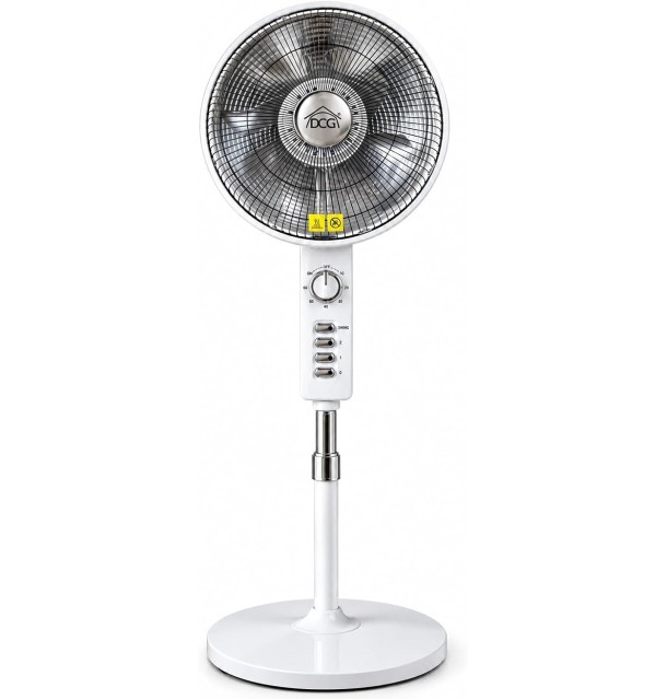 DCG SA9680 Stufa Elettrica Oscillante 900W Carbon Crystal a Piantana 124cm Basso Consumo Nuovo Design Silver-Cromato
