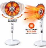 DCG SA9680 Stufa Elettrica Oscillante 900W Carbon Crystal a Piantana 124cm Basso Consumo Nuovo Design Silver-Cromato