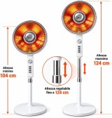 DCG SA9680 Stufa Elettrica Oscillante 900W Carbon Crystal a Piantana 124cm Basso Consumo Nuovo Design Silver-Cromato