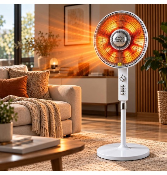 DCG SA9865t Stufa Elettrica Oscillante 900W Carbon Crystal a Piantana 124cm Basso Consumo Nuovo Design con telecomando