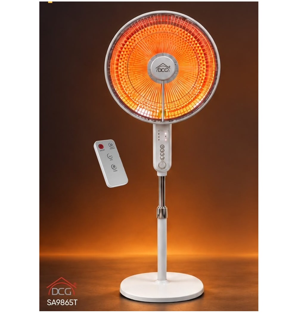 DCG SA9865t Stufa Elettrica Oscillante 900W Carbon Crystal a Piantana 124cm Basso Consumo Nuovo Design con telecomando