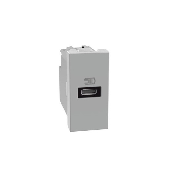 Caricatore USB con una porta tipo C MatixGo assiale Bticino JG4192C silver