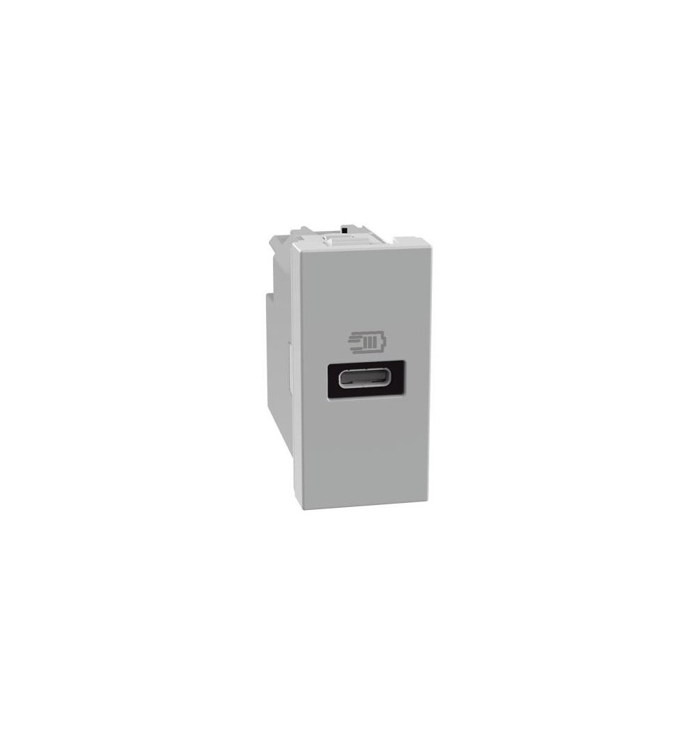 Caricatore USB con una porta tipo C MatixGo assiale Bticino JG4192C silver