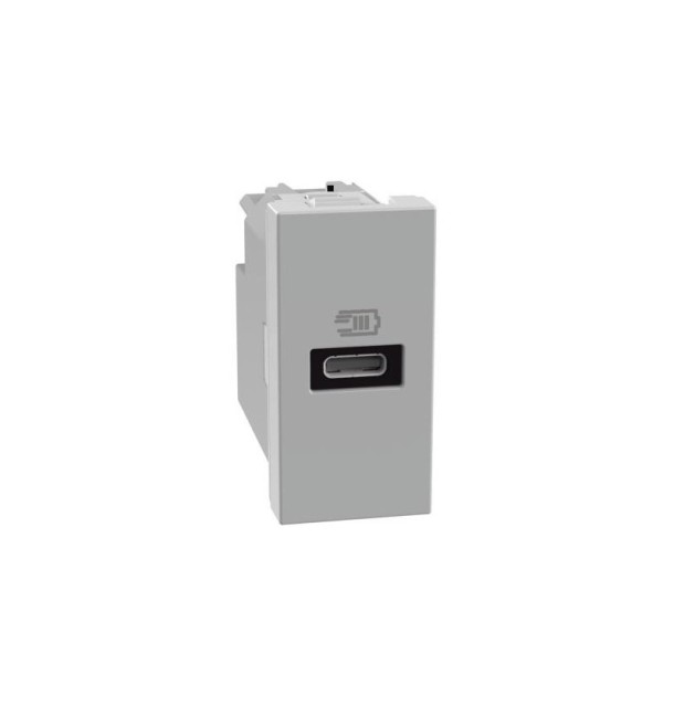 Caricatore USB con una porta tipo C MatixGo assiale Bticino JG4192C silver