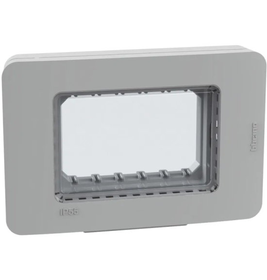 Placca IP55 3 moduli grigio - supporto stagno MatixGo Bticino 28603G