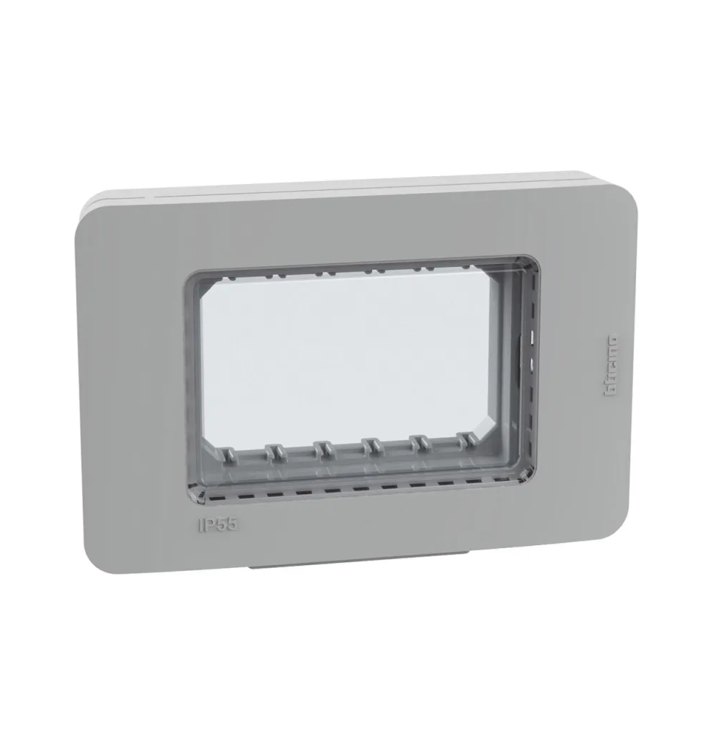 Placca IP55 3 moduli grigio - supporto stagno MatixGo Bticino 28603G