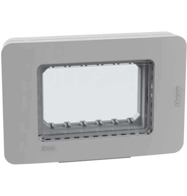 Placca IP55 3 moduli grigio - supporto stagno MatixGo Bticino 28603G