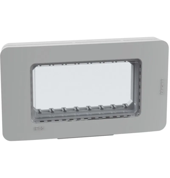 Placca IP55 4 moduli grigio - supporto stagno MatixGo Bticino 28604G