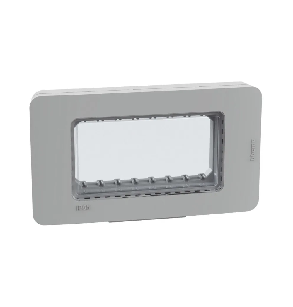 Placca IP55 4 moduli grigio - supporto stagno MatixGo Bticino 28604G