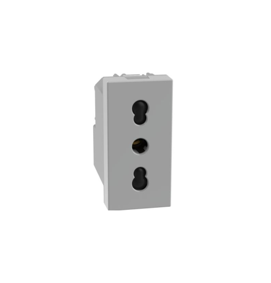 Presa bipasso 2P+T 16 A 250Vac- interasse 19 mm e 26 mm MatixGo Bticino JG4180 silver