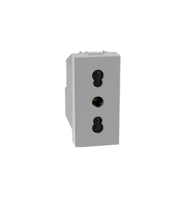 Presa bipasso 2P+T 16 A 250Vac- interasse 19 mm e 26 mm MatixGo Bticino JG4180 silver