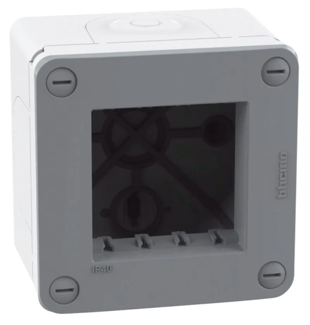 Scatola da parete custodia IP40 2 moduli grigio MatixGo Bticino 28402G