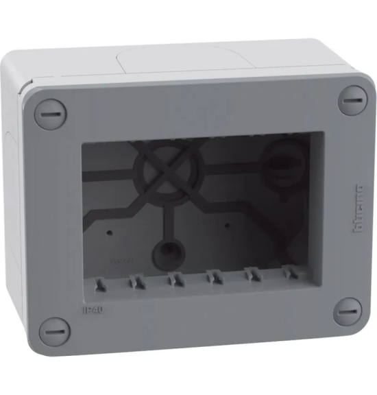 Scatola da parete custodia IP40 3 moduli grigio MatixGo Bticino 28403G