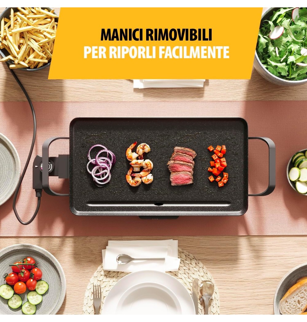 Tristar Table Grill Slim M - Piastra di cottura con ampia superficie di 46 x 26 cm - Termostato regolabile BP-2667