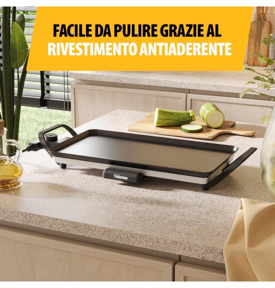 Tristar Table Grill Slim M - Piastra di cottura con ampia superficie di 46 x 26 cm - Termostato regolabile BP-2667