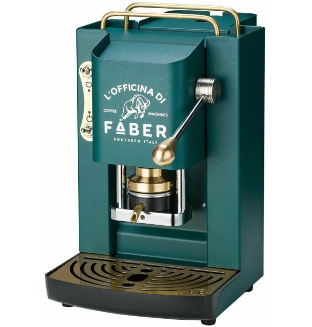 Faber Macchina Caffè a Cialde Espresso Capacità 1,3 Litri Potenza 500W colore BRITISH GREEN Pro Deluxe