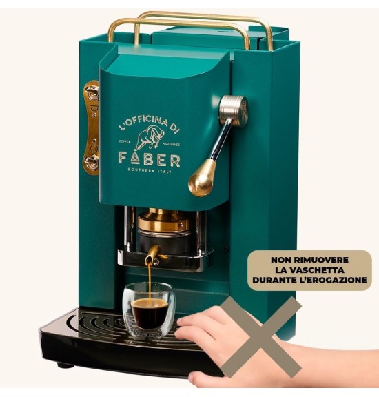 Faber Macchina Caffè a Cialde Espresso Capacità 1,3 Litri Potenza 500W colore BRITISH GREEN Pro Deluxe