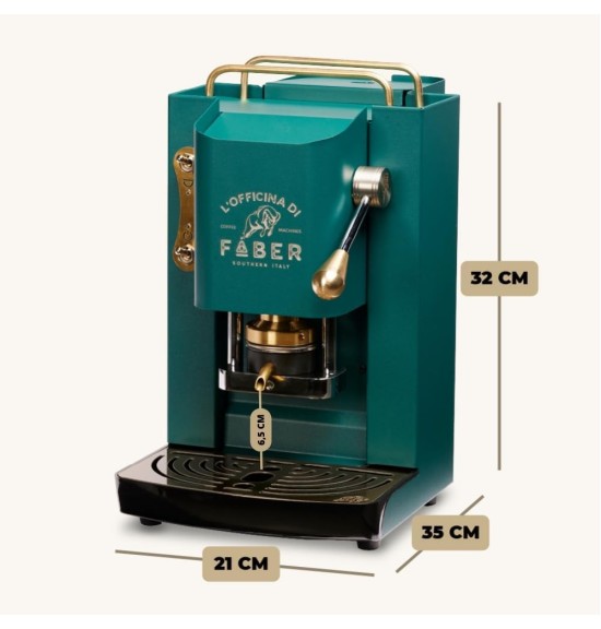 Faber Macchina Caffè a Cialde Espresso Capacità 1,3 Litri Potenza 500W colore BRITISH GREEN Pro Deluxe