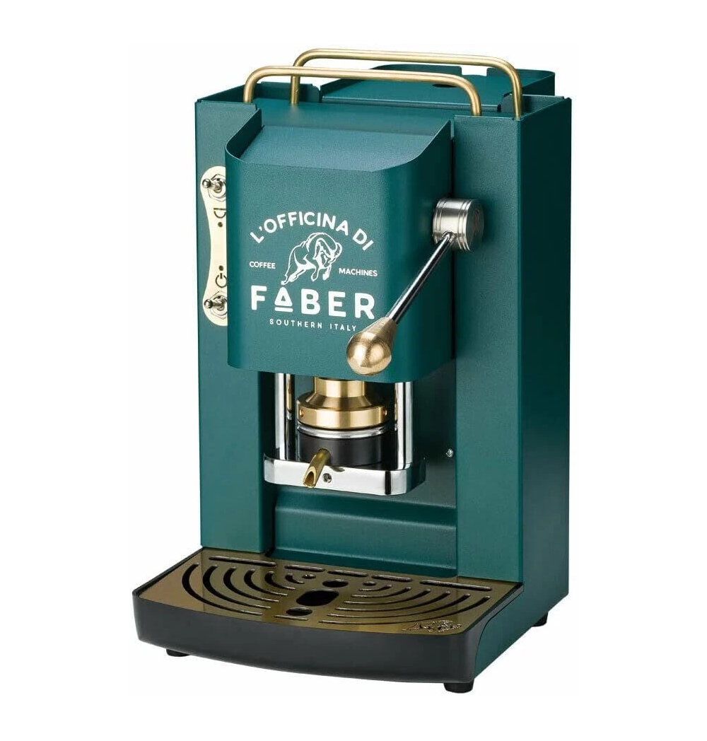 Faber Macchina Caffè a Cialde Espresso Capacità 1,3 Litri Potenza 500W colore BRITISH GREEN Pro Deluxe