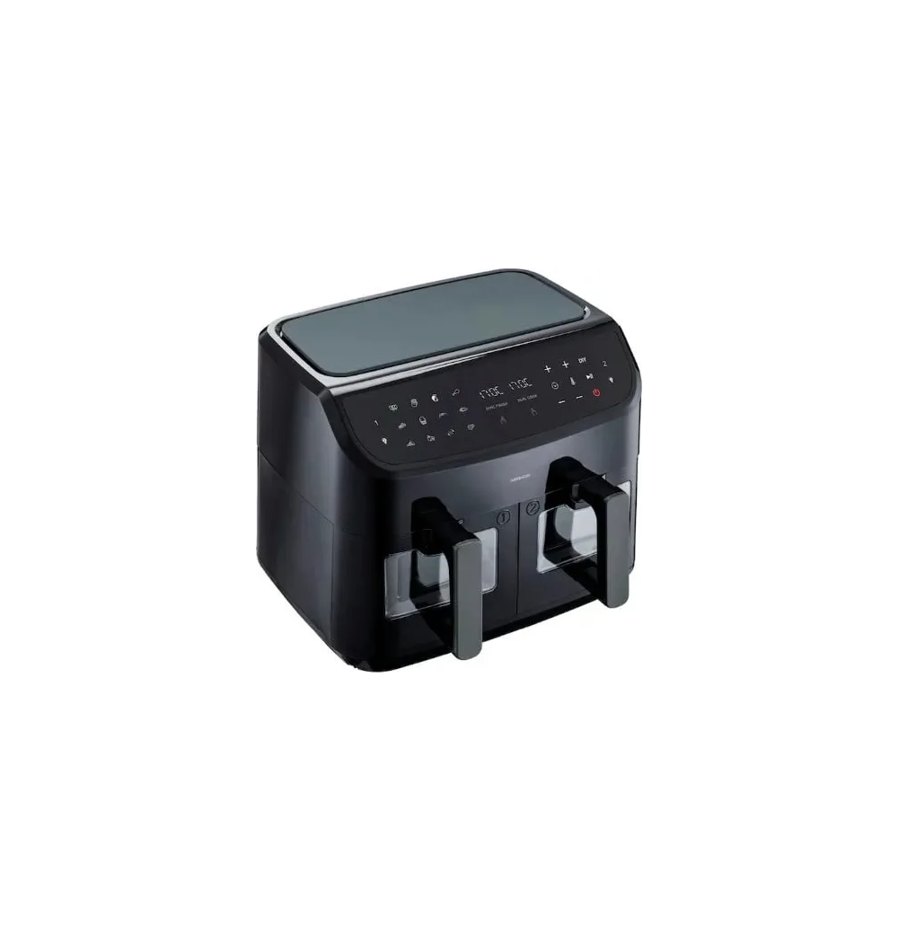 Medion Friggitrice ad Aria Doppia Zona Capacità 2 X 4,35 Litri Potenza 2600 Watt con Funzione Vapore colore Nero