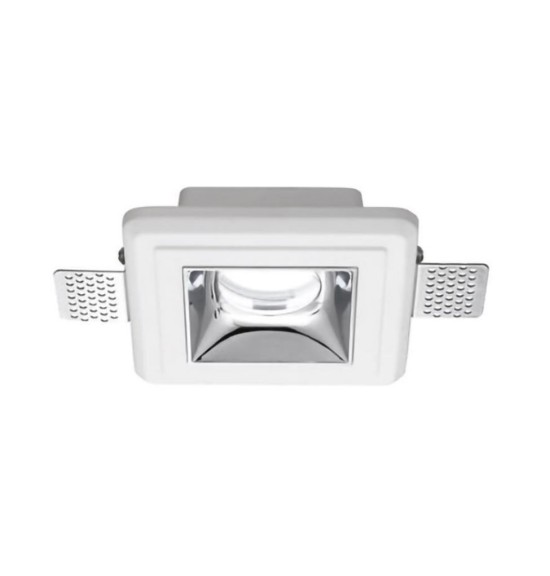Faretto In Gesso Incasso Quadrato Cover Cromo 12x12 cm GFA631 Gea Led
