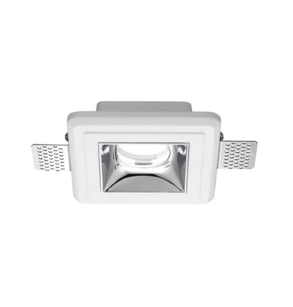 Faretto In Gesso Incasso Quadrato Cover Cromo 12x12 cm GFA631 Gea Led